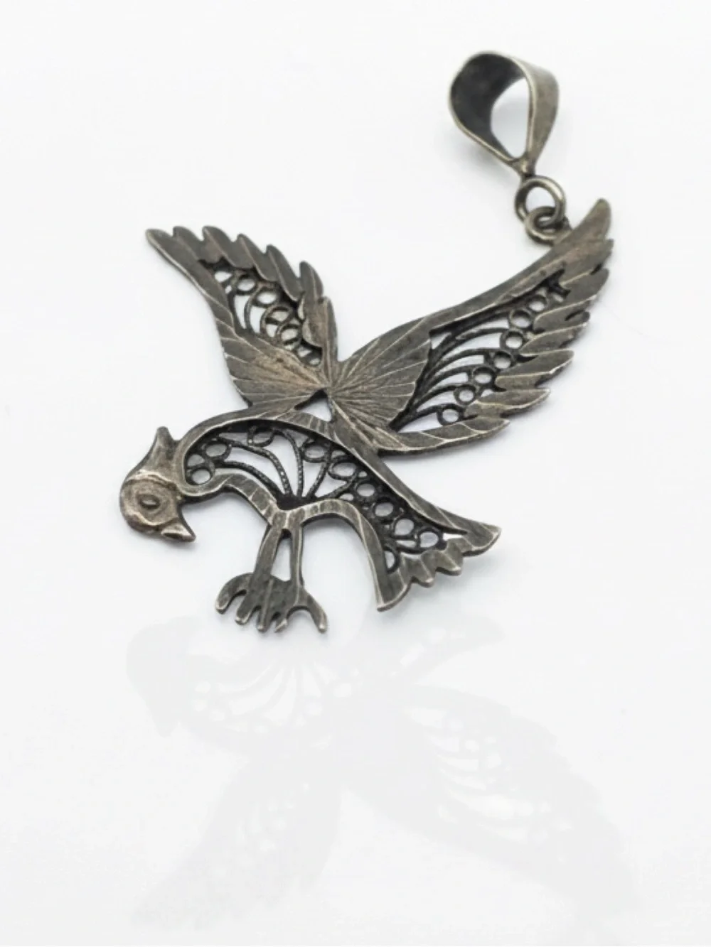 Vintage 925 Sterling Silver Eagle Filigree Pendant Turkey 2.57g